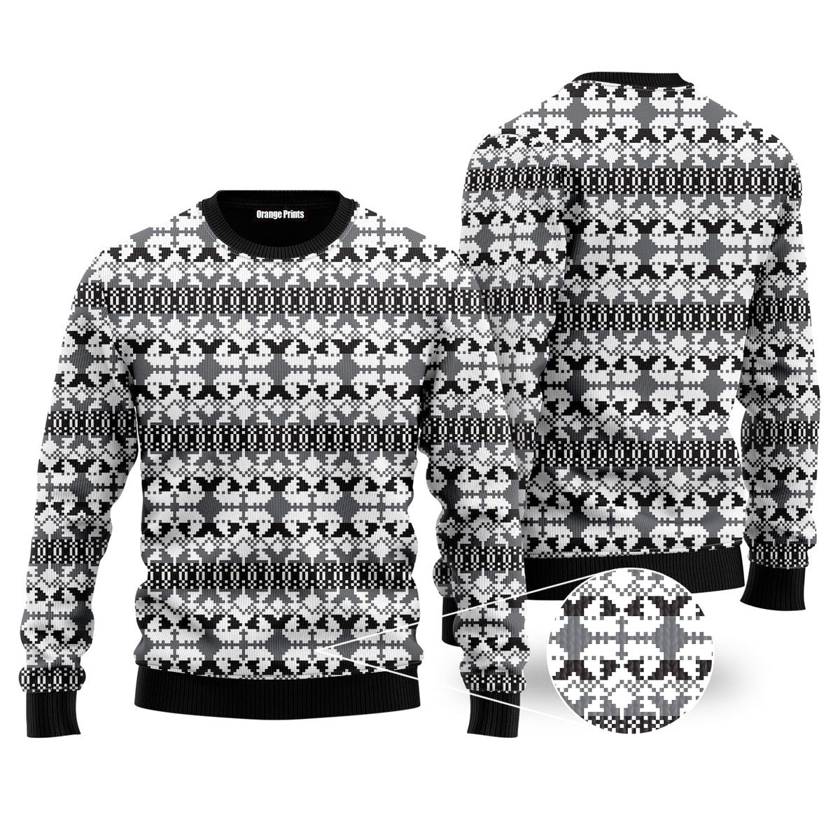 Xmas Knit Style Black And White Ugly Christmas Sweater | For Men & Women | Uh1047