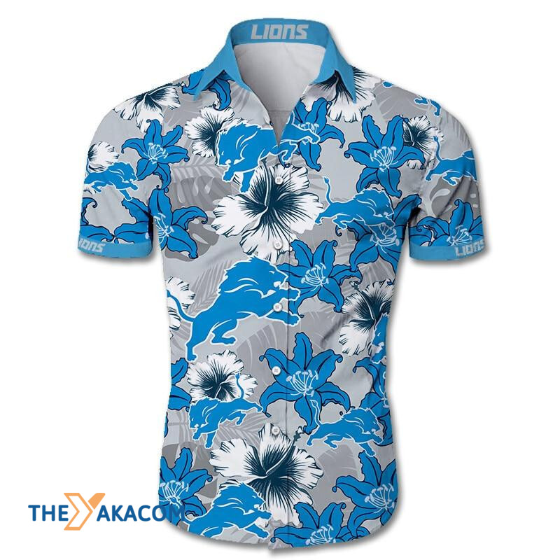 Detroit Lions Nfl Team Gift For Fan Tropical Flower Short Sleeve Hawaii Shirt Ha77321