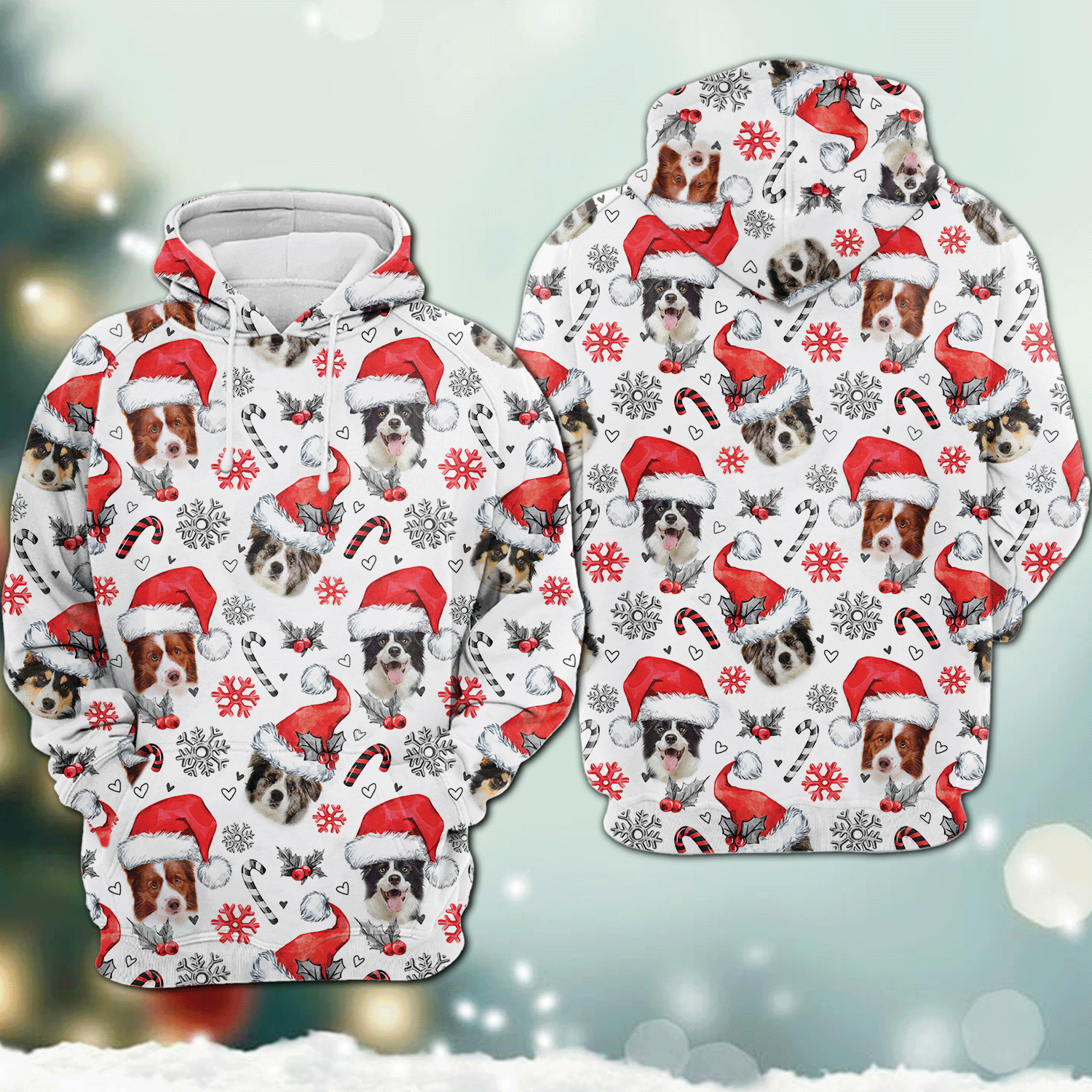 Border Collie – Christmas Decor – 3D Hoodie