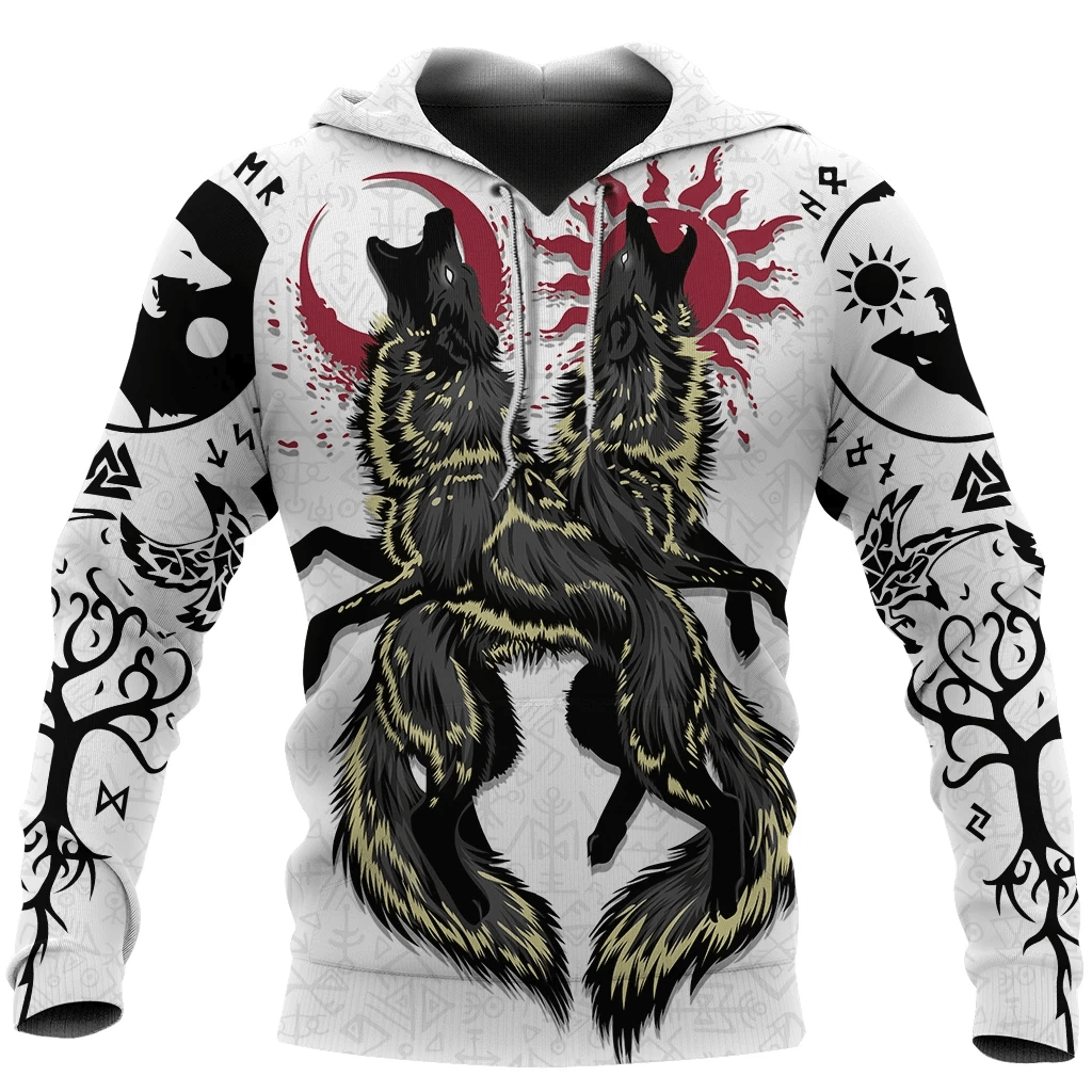 Viking Skoll And Hati Sun Moon Hoodie 3D #H