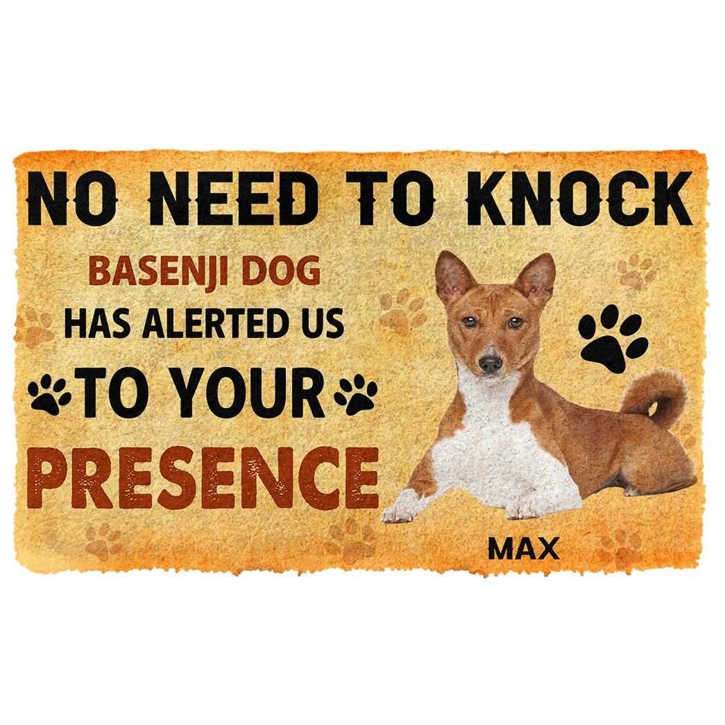 Gearhuman 3D No Need To Knock Basenji Dog Custom Name Doormat