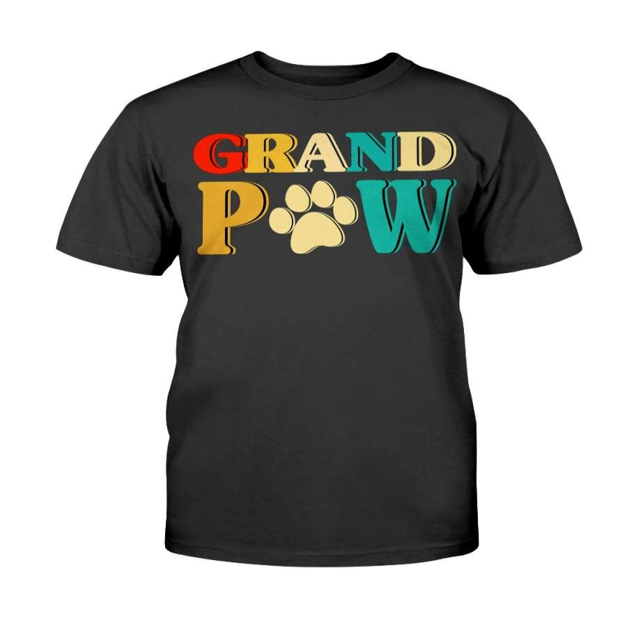 Moncome Vintage Grand-paw Funny Dog t Shirt grandpaw Doggy puppys Lovers Grandpa Gifts (Black -FU tee shit)