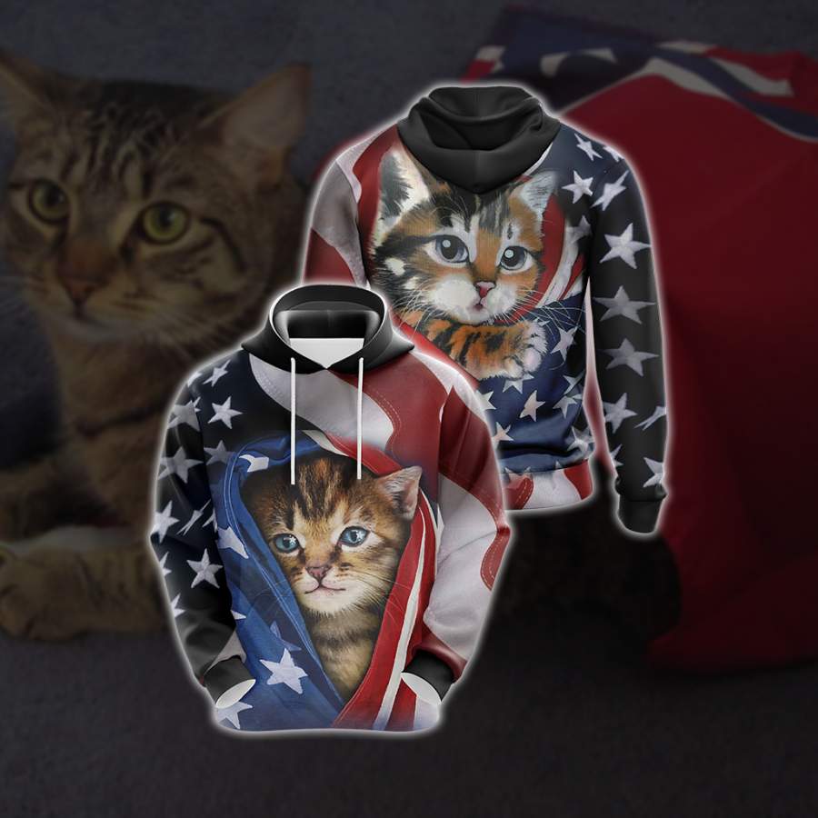 Patriotic Kitten Unisex 3D Hoodie