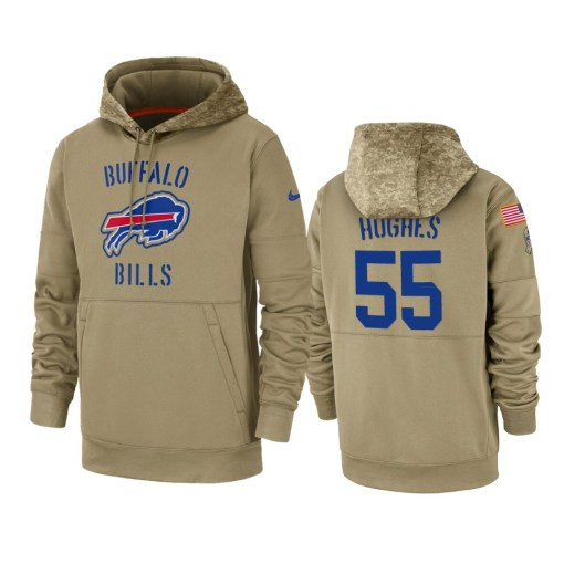 Buffalo Bills Jerry Hughes Tan 2019 Salute To Service Sideline Therma Pullover Hoodie