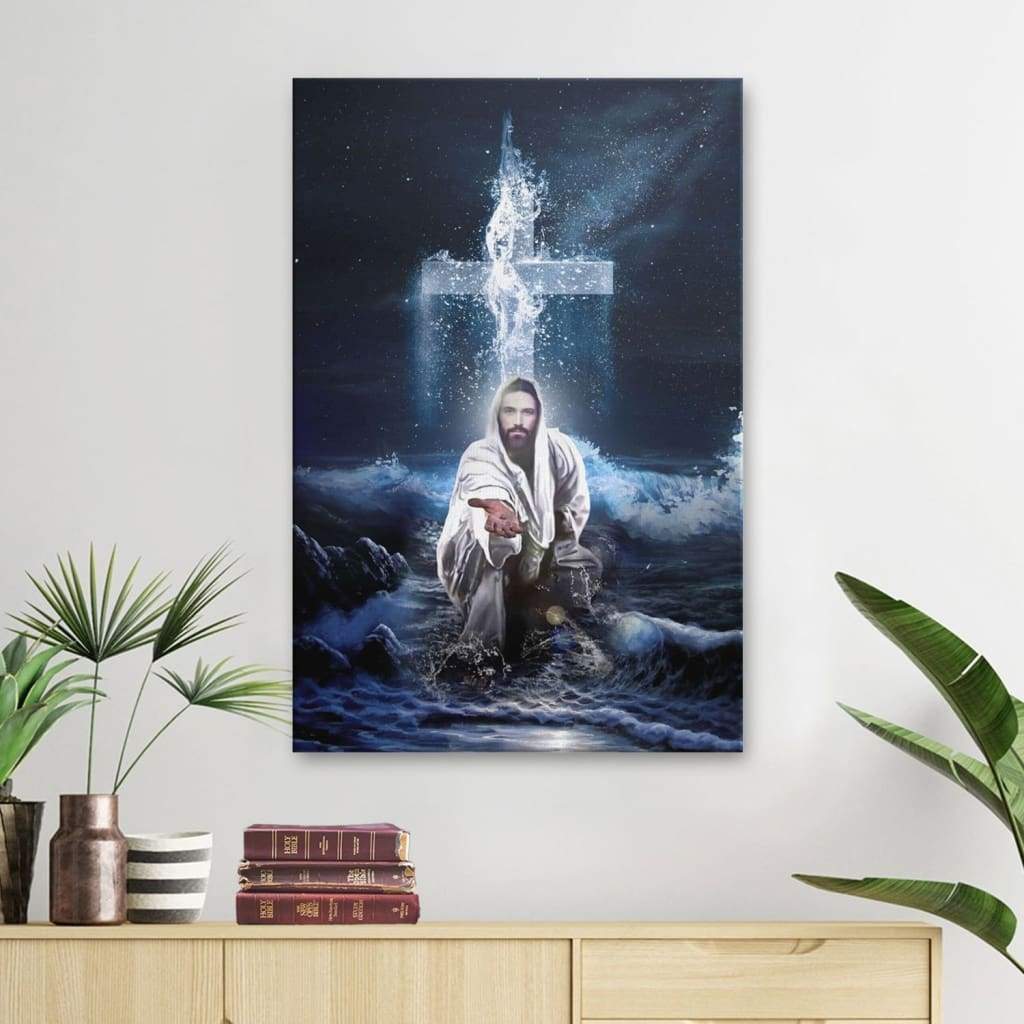 Jesus Outstretched Hands Saves, Birthday, Christmas,Family,To My Friend, To My Son, To My Father, To My Mother, To My Wife, To My Husband Personalized Canvas, Poster Custom Design Wall Art