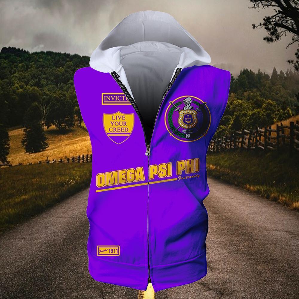 Omega Psi Phi Sleeveless Zip Hoodie 040620201