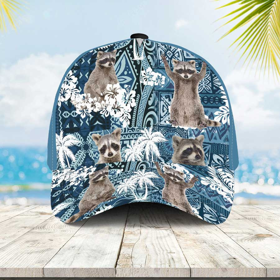 Raccoon Blue Tribal Pattern Hawaii Summer Hat For Men Women Ha100467