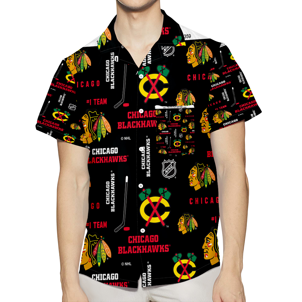 Chicago Blackhawks Symbol2 3D All Over Print Summer Beach Hawaiian Shirt With Pocket