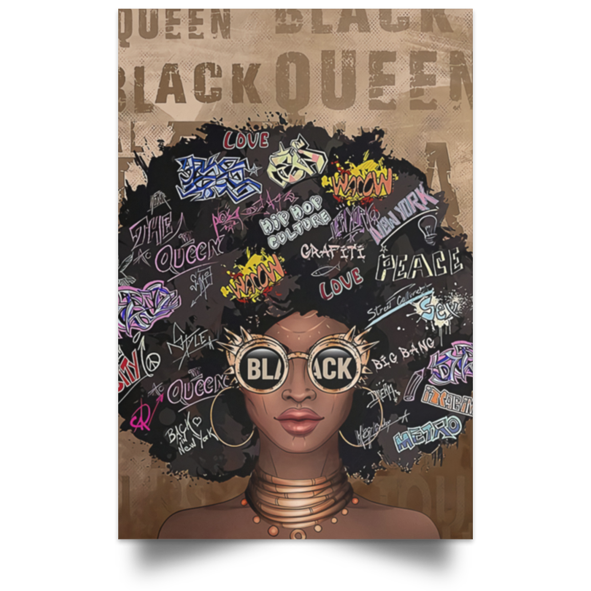 Black Queen Art Afro Hair Clipart Poster