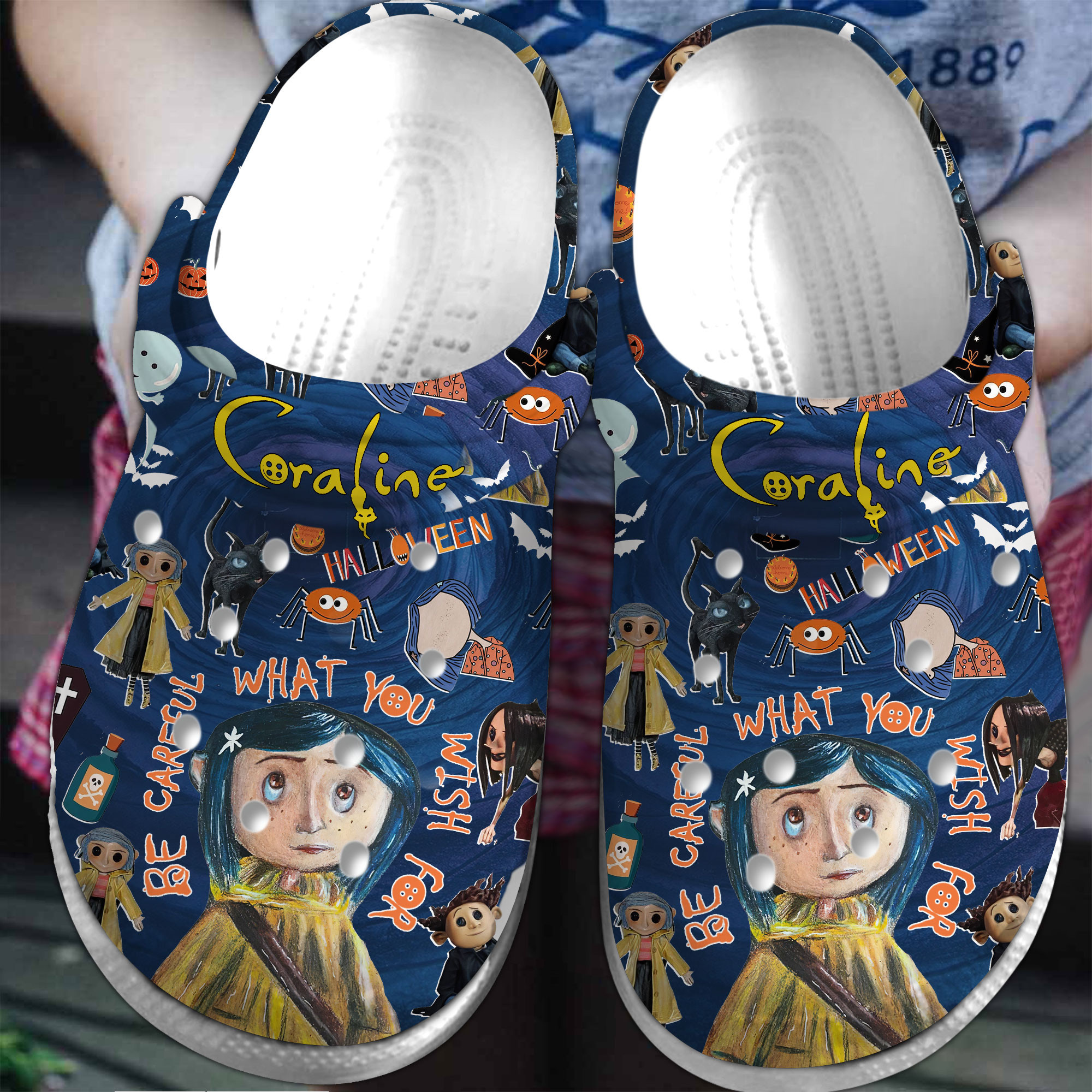 Coraline Cartoon Crocs Crocband Clogs Shoes Comfortable For Men Women and Kids 2