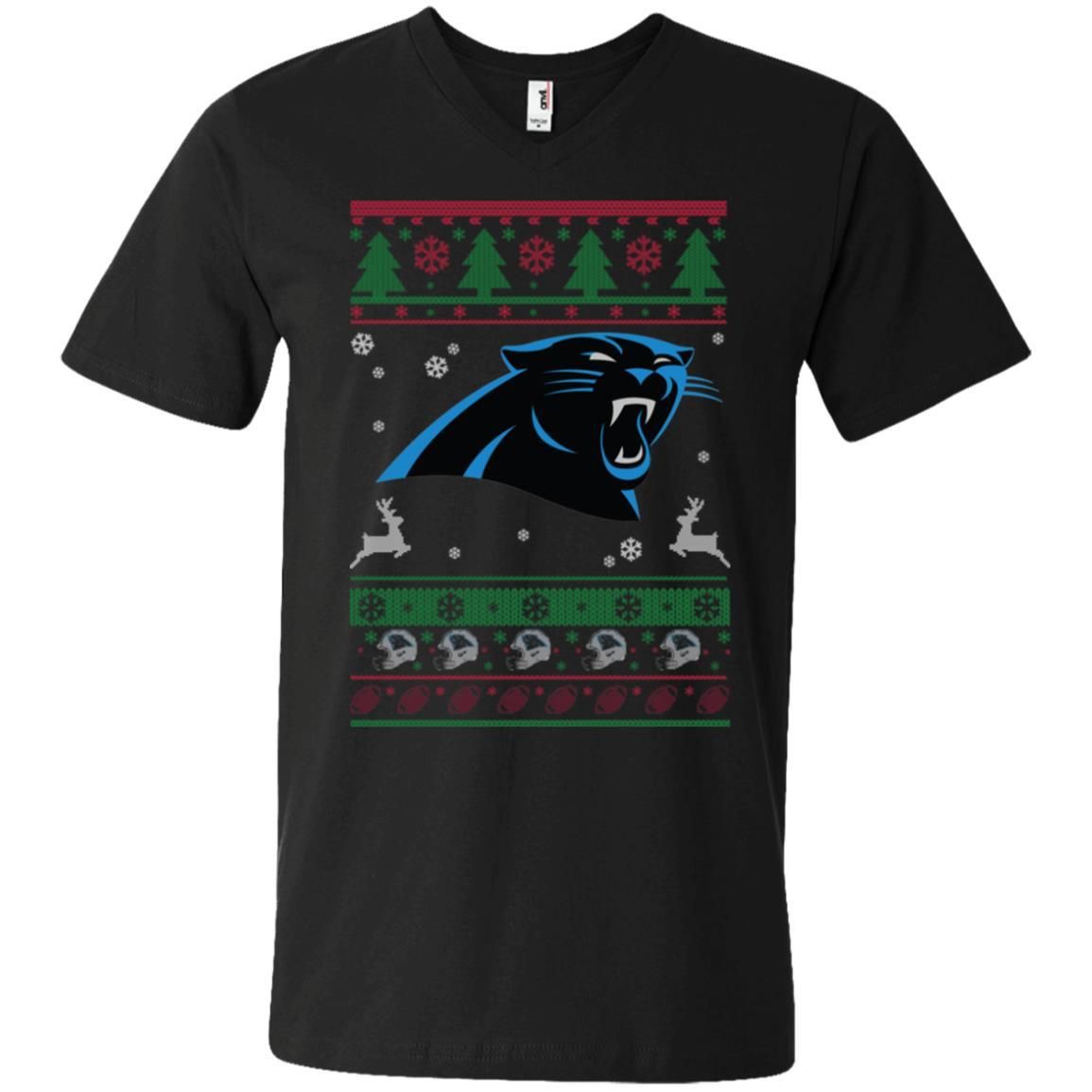 Carolina Panthers Logo Football Teams Ugly Christmas Sweater Men V-Neck T-Shirt