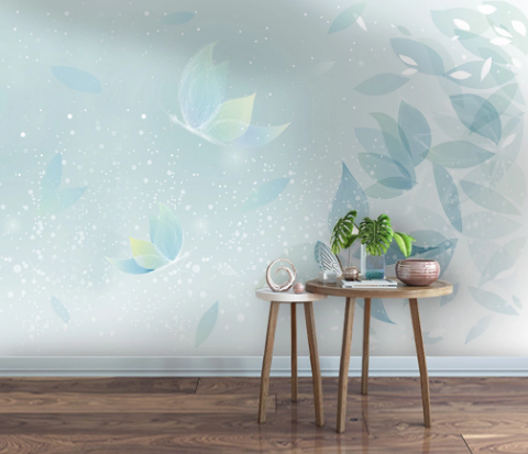 3D Watercolor Animal Blue Butterfly Wall Mural Wallpaper Lqh 503