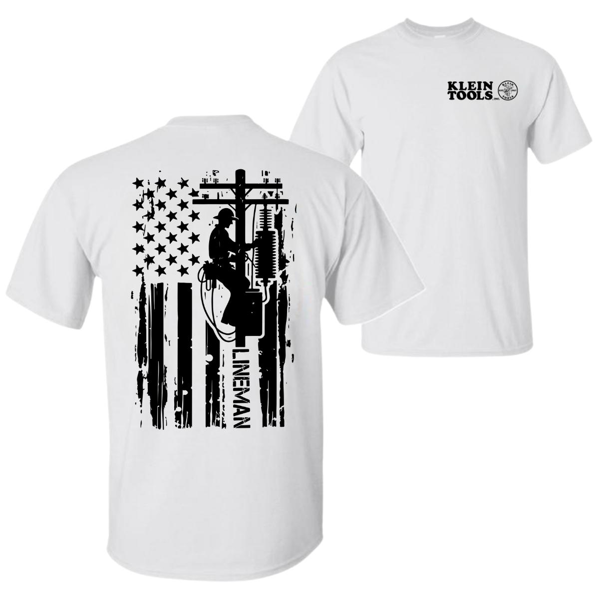 Klein Tools Lineman T-Shirt Patriotic Utility Worker Graphic Tee by Klein Tools, Unisex Shirt for Powerline & Electric Crews Cotton Unisex Streetwear T-Shirt