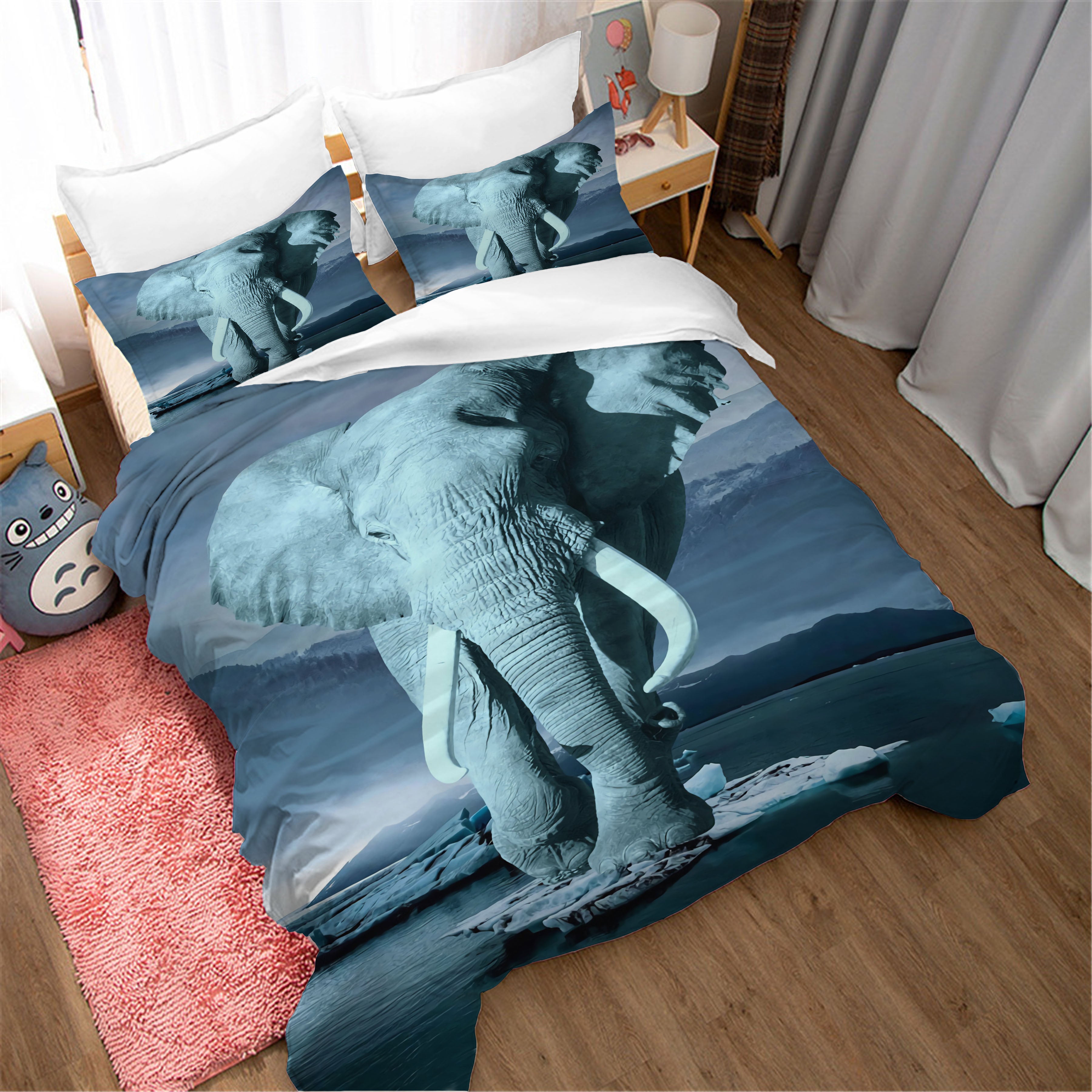 3D Blue Elephant Quilt Cover Set Bedding Set Duvet Cover Pillowcases Sf209