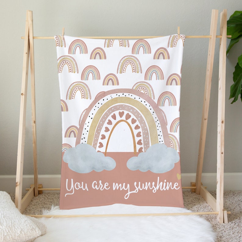 You Are My Sunshine Rainbow Baby Blanket Gift For Baby Girl Milestone , Baby Shower, Baby Month Birthday Gift Home Decor Bedding Couch Sofa Soft And Comfy Cozy