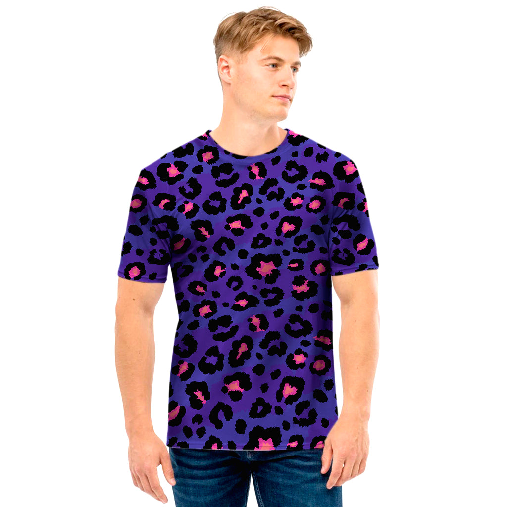 Purple And Pink Leopard Print Men’S T-Shirt