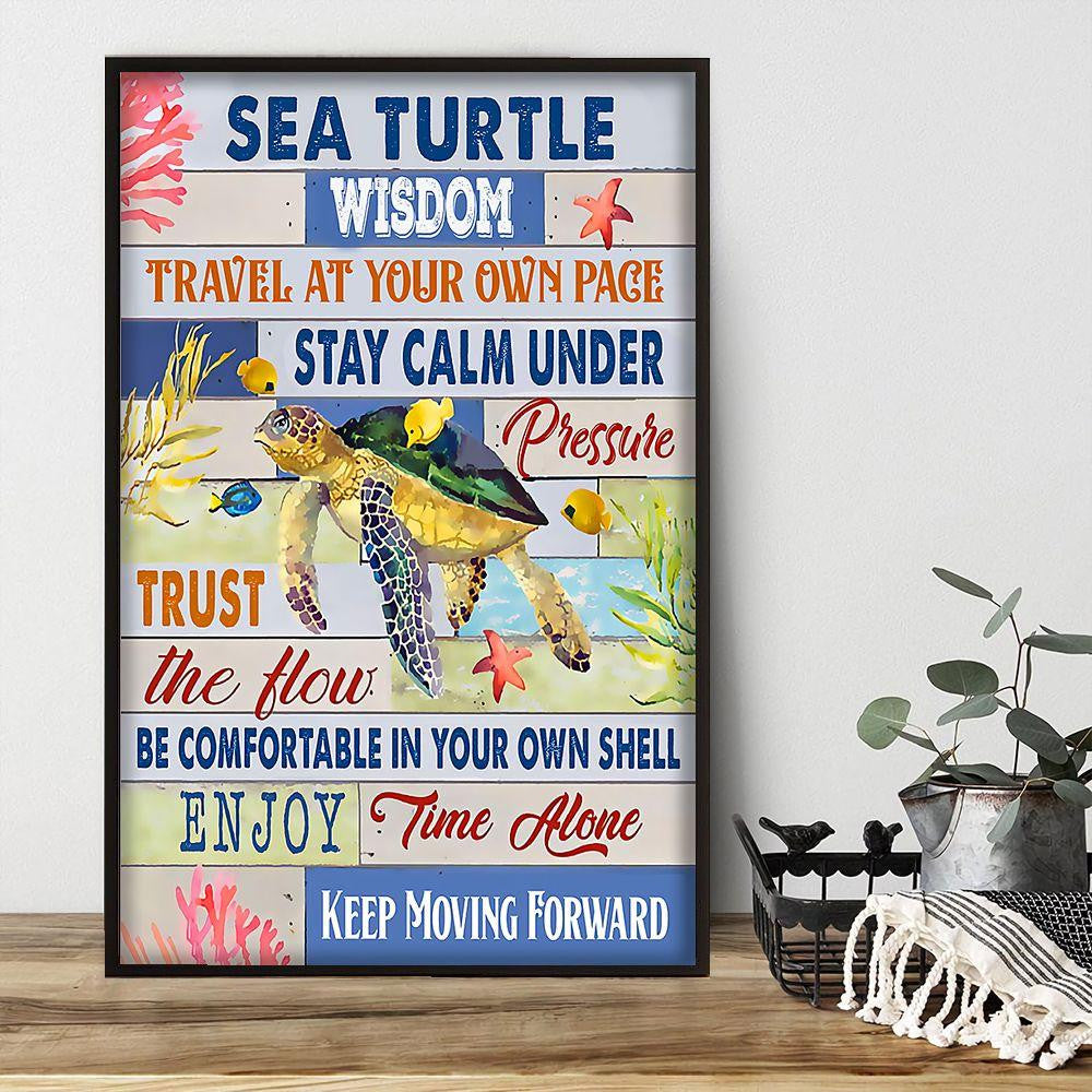 Beautiful Sea Turtle  Poster – Stay Calm Under Pressure Canvas Home Décor Birthday Thanksgiving Gifts For Men Women – Gigo Smart