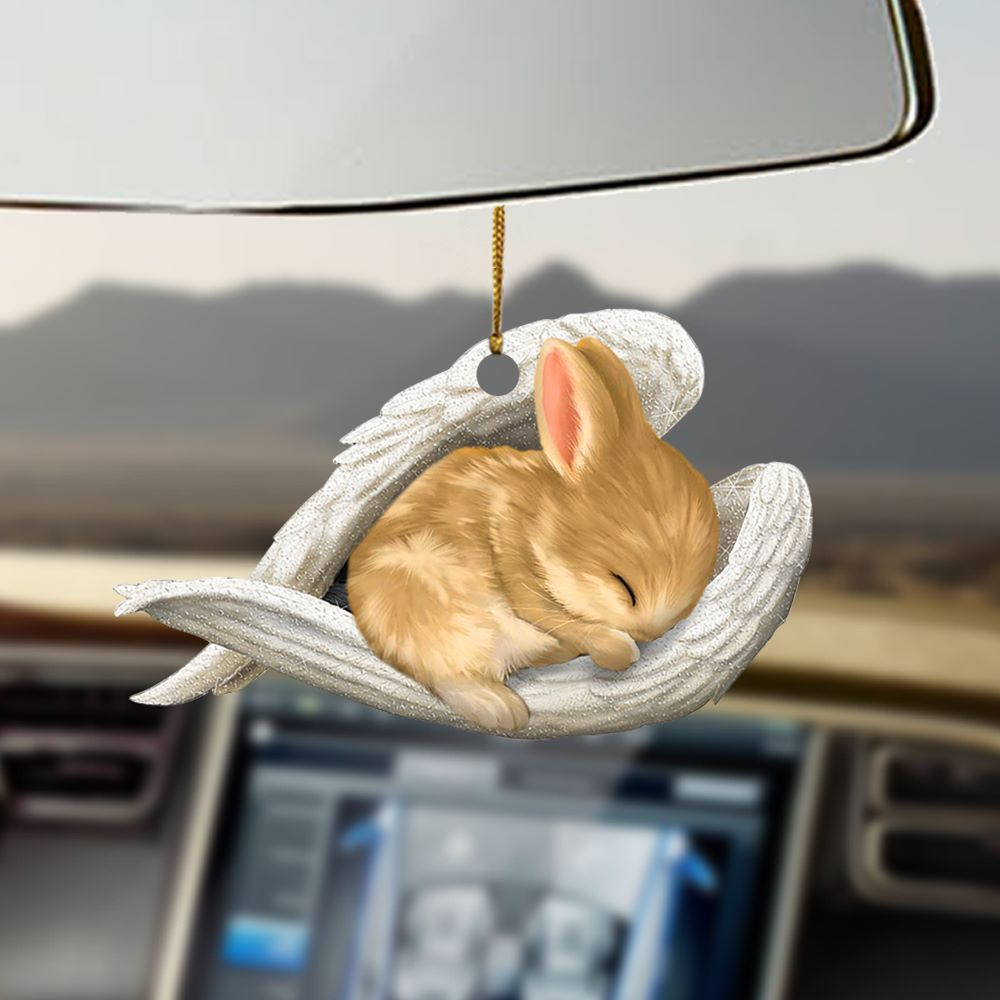 Rabbit Sleeping Angel Rabbit Lovers Car Hanging Ornament