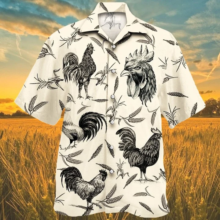 Chicken Farm Lovers Black And White Hawaii Shirt Ha60798