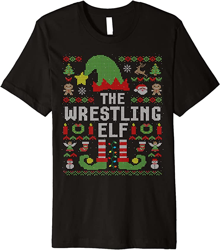 The Wrestling Elf Ugly Christmas Matching Family Group Premium T-Shirt