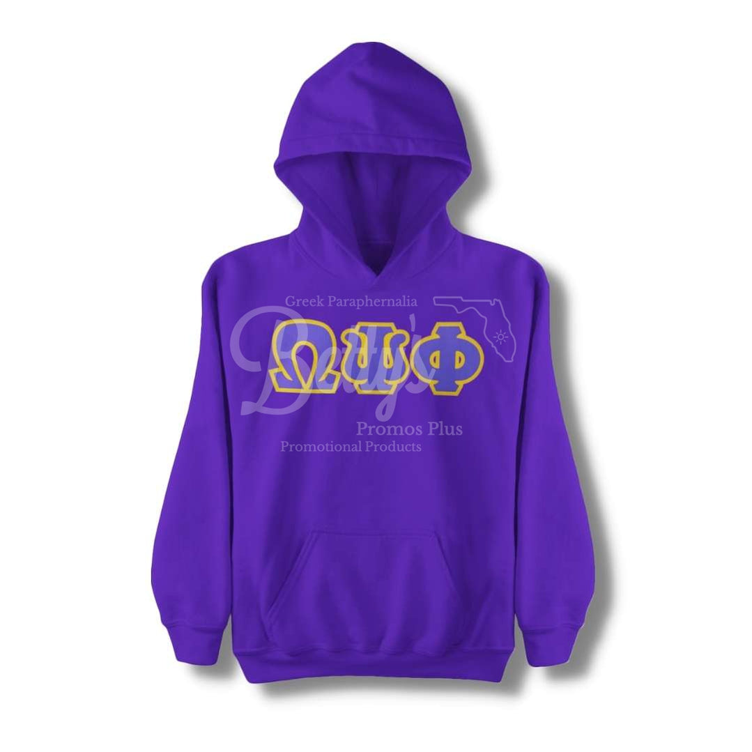 Omega Psi Phi Ωψφ Applique Embroidered Greek Letter Pullover Hoodie Sweatshirt