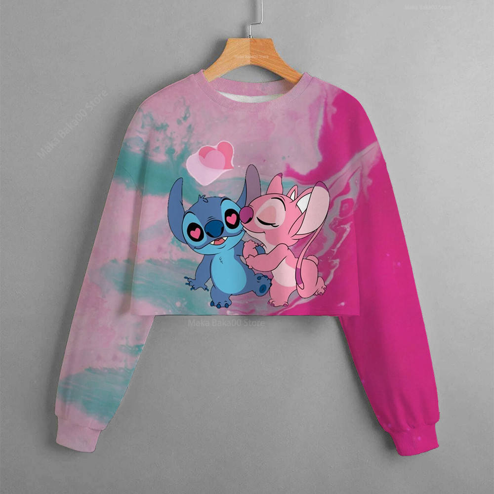 Children’s clothing casual cartoon new autumn and winter printing girls short sweater Disney Stitch comfortable girls alx