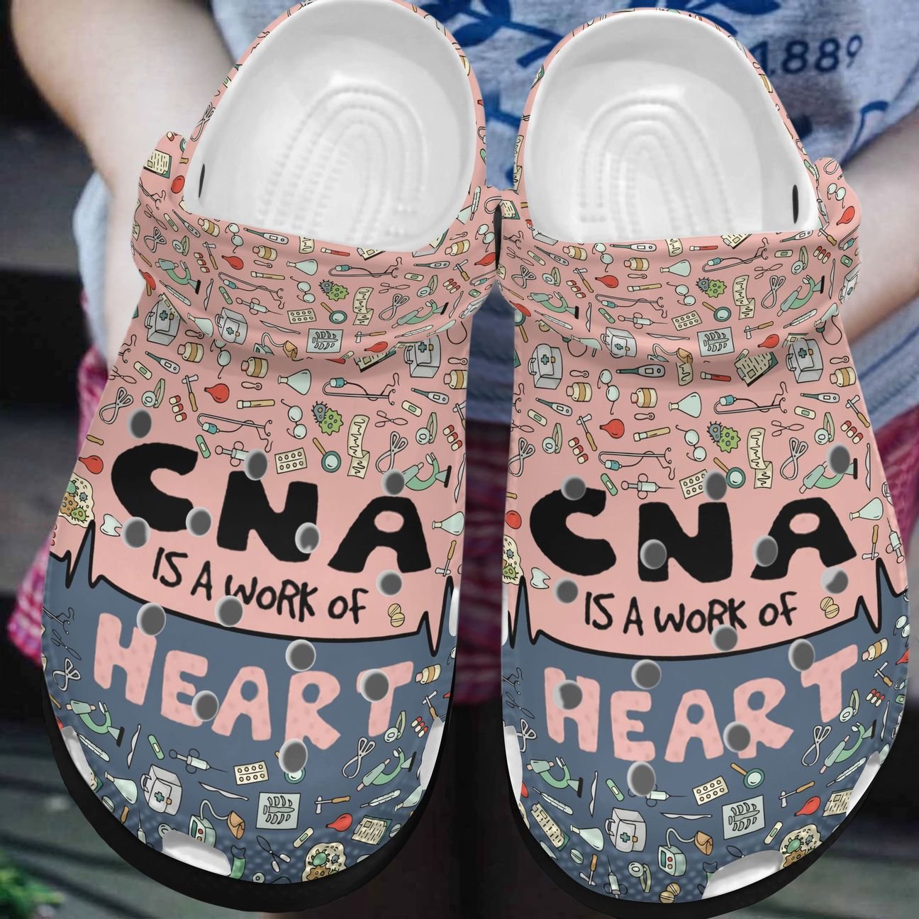 Cna Personalized Clog, Custom Name, Text, Color, Number Fashion Style For Women, Men, Kid, Print 3D A Work Of Heart