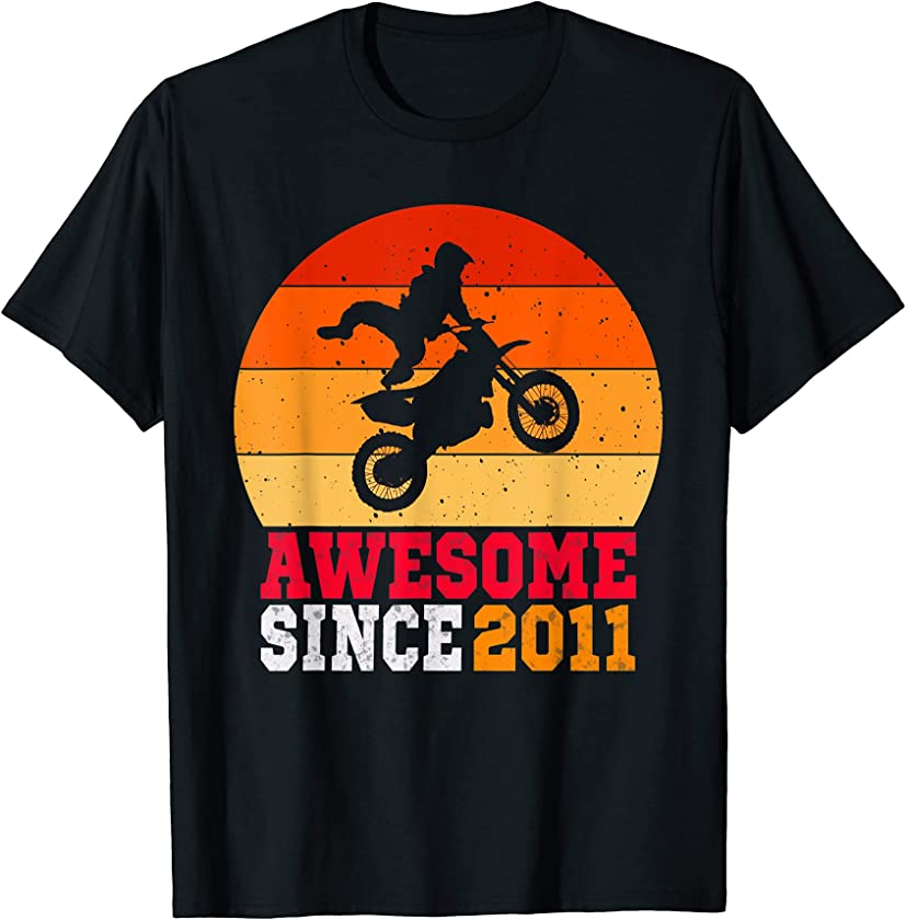 10th Birthday Dirt Bike 10 Years Old Vintage Retro Motocross T-Shirt