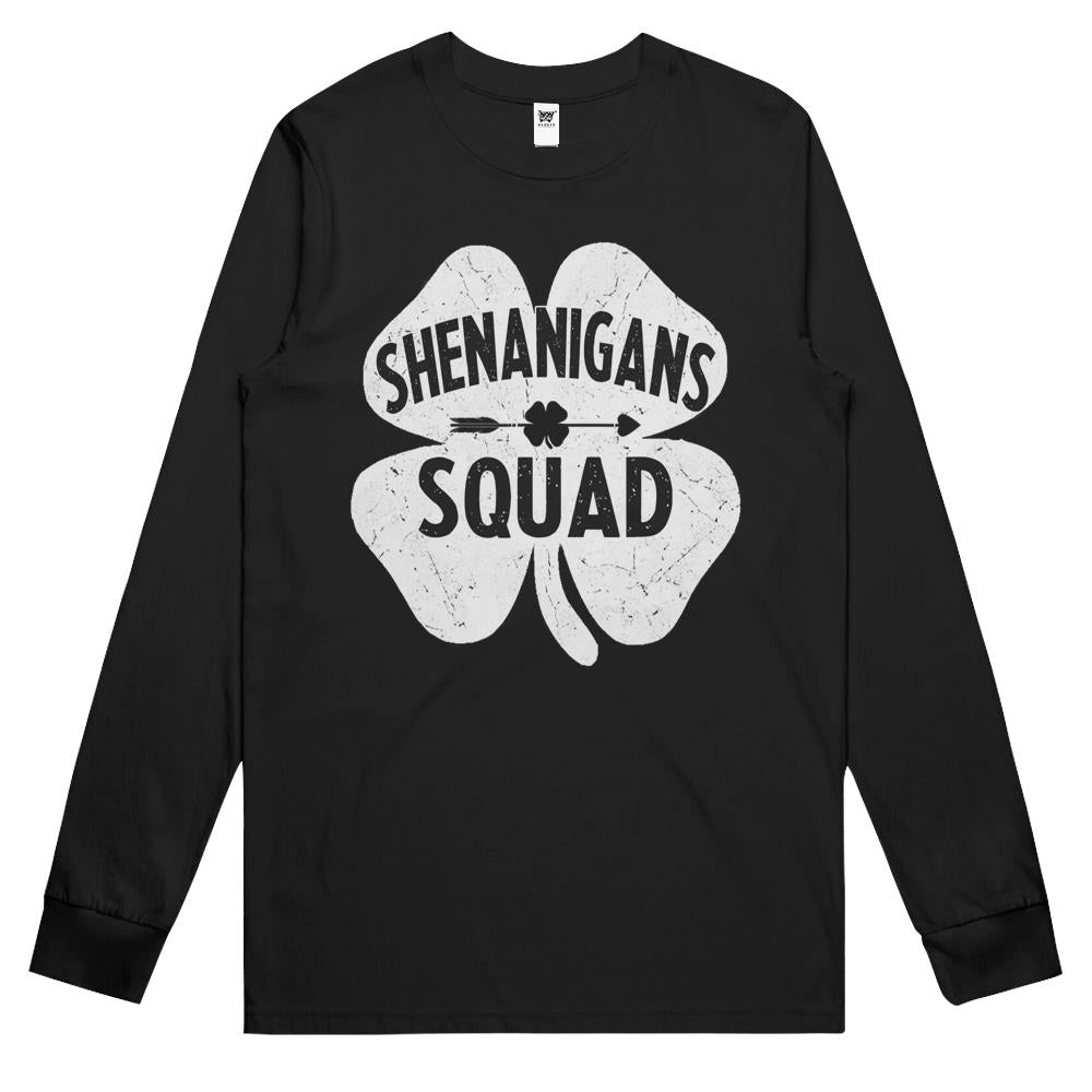 Shenanigans Squad Funny Irish St Patricks Day Shamrock Gift Long Sleeve T Shirts