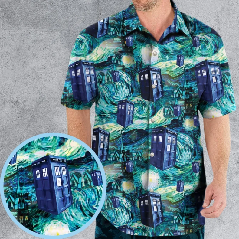Tardis Starry Night Doctor Who Hawaiian Shirt