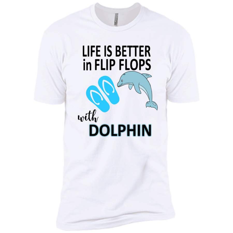 Life Is Better In Flip Flops With Dolphin – Canvas Unisex USA Shirt