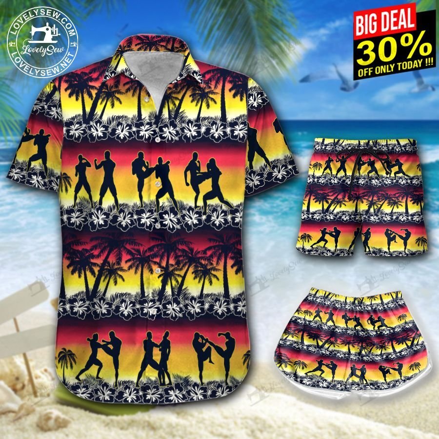 Kick Boxing Hibiscus Hawaiian Shirt Shorts Ha72381