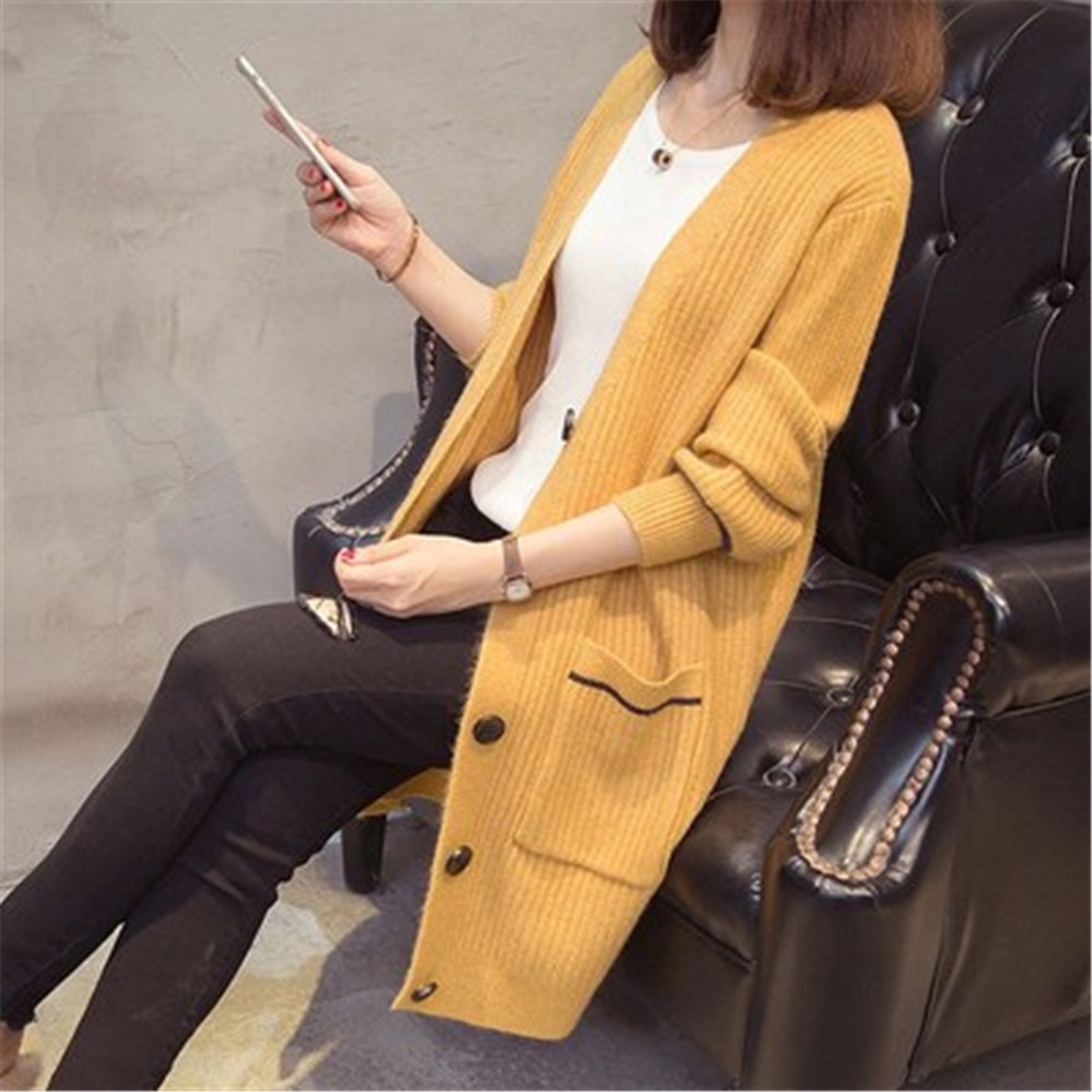 2021 New Fall Winter Knitwear Cardigan Women’s Middle Long Spring And Autumn Loose Clothes Korean Fashion Sweater Coat ZY5795 alx