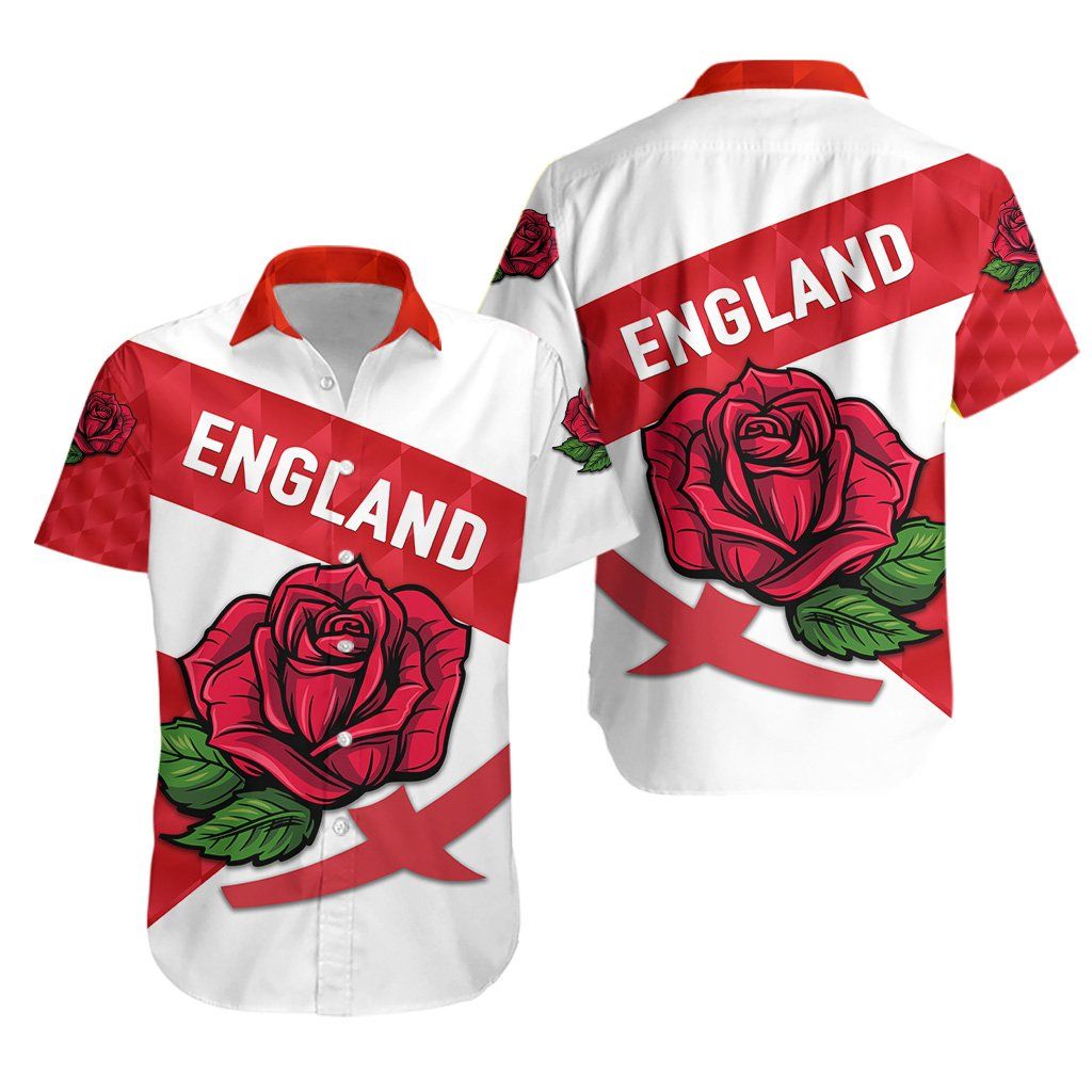 England Rugby Hawaiian Shirt Sporty Style K8