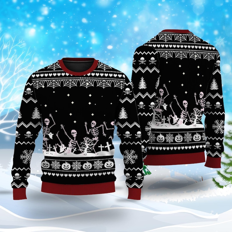 This Is My Ugly Sweater Sweatshirt, Christmas Skull Sweatshirt, Christmas Sweatshirts, Skeleton Christmas Sweatshirt, Christmas Gift Iconictees