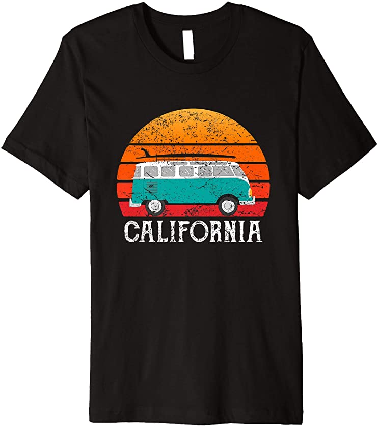 Retro California Hippie Van Tee 80s Sun Surfer Premium T-Shirt ...