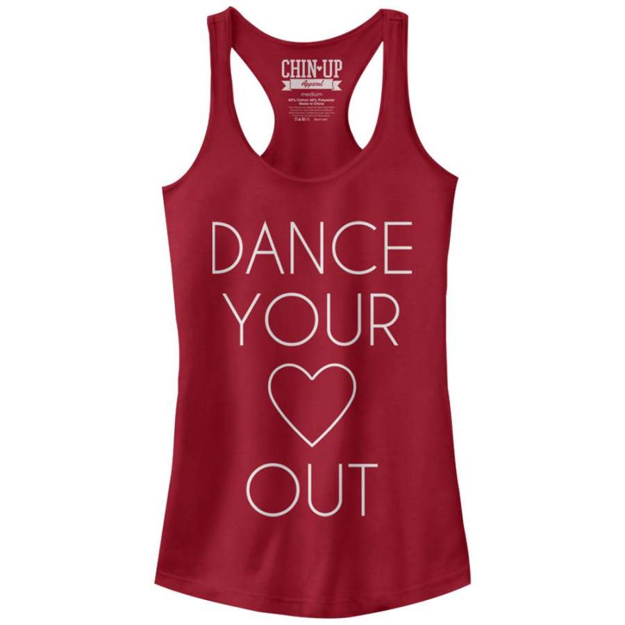 CHIN UP Junior’s Dance Your Heart Out  Racerback Tank Scarlet