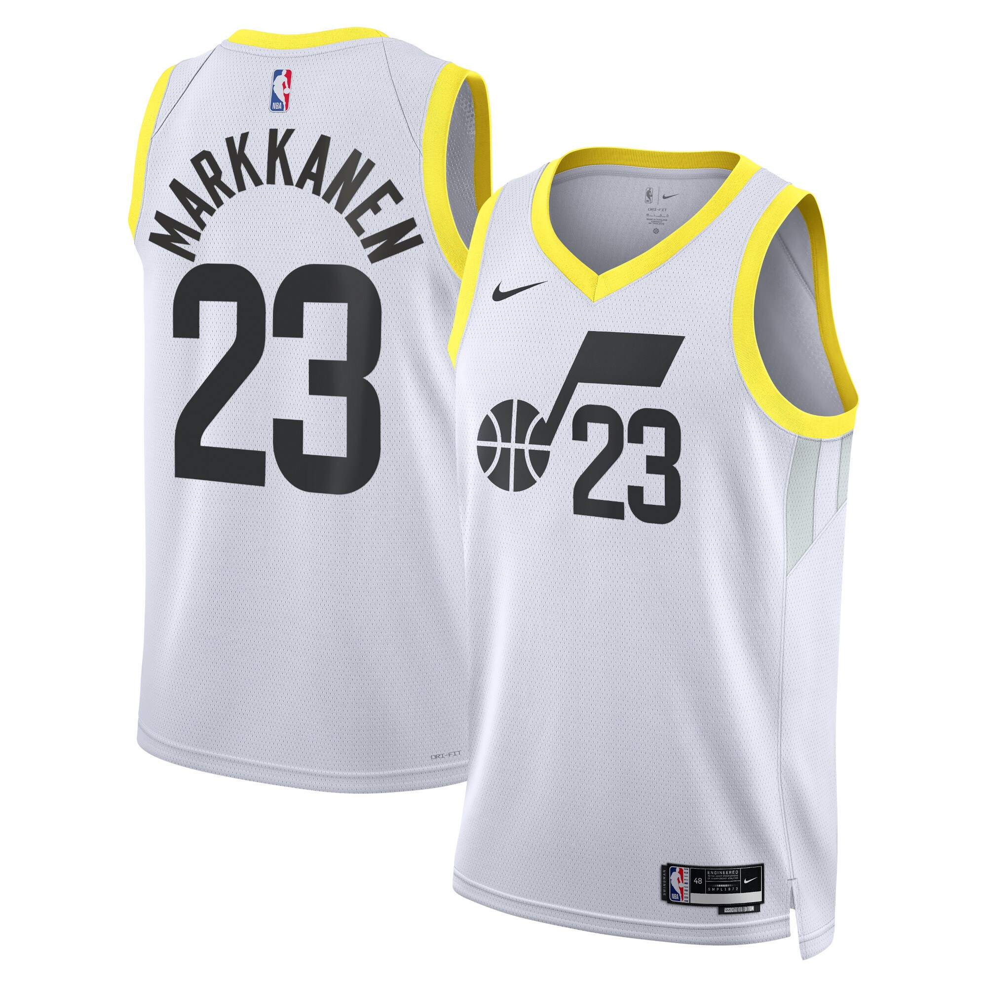 Utah Jazz Association Edition Swingman Jersey – White – Lauri Markkanen – Unisex