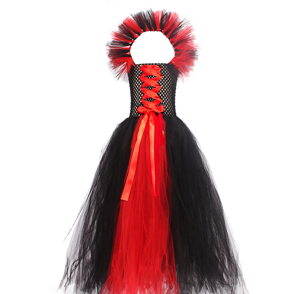 Children Halloween Cosplay Costume Evil Queen Dress Up Outfits Little Devil Role Play Clothes Girl Stage Performance Supplies Alx Trendy Fashion