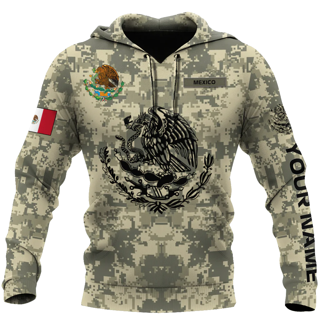 Personalized Mexican Army Hoodies, 3D Army Mexico Hoodie For Men And Women, Army Mexican Hoodie