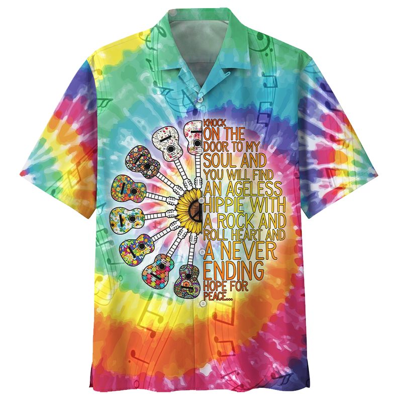 Hippie Guitar Tie Dye Hawaii Shirt For Hawaii Aloha Ha49716