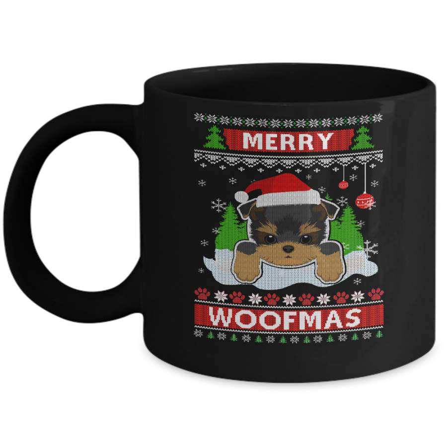 Yorkie Merry Woofmas Ugly Christmas Sweater Mug