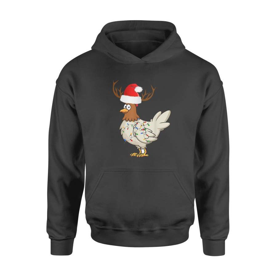 Chicken Christmas Reindeer Christmas Lights Pajama Costume T-Shirt – Standard Hoodie