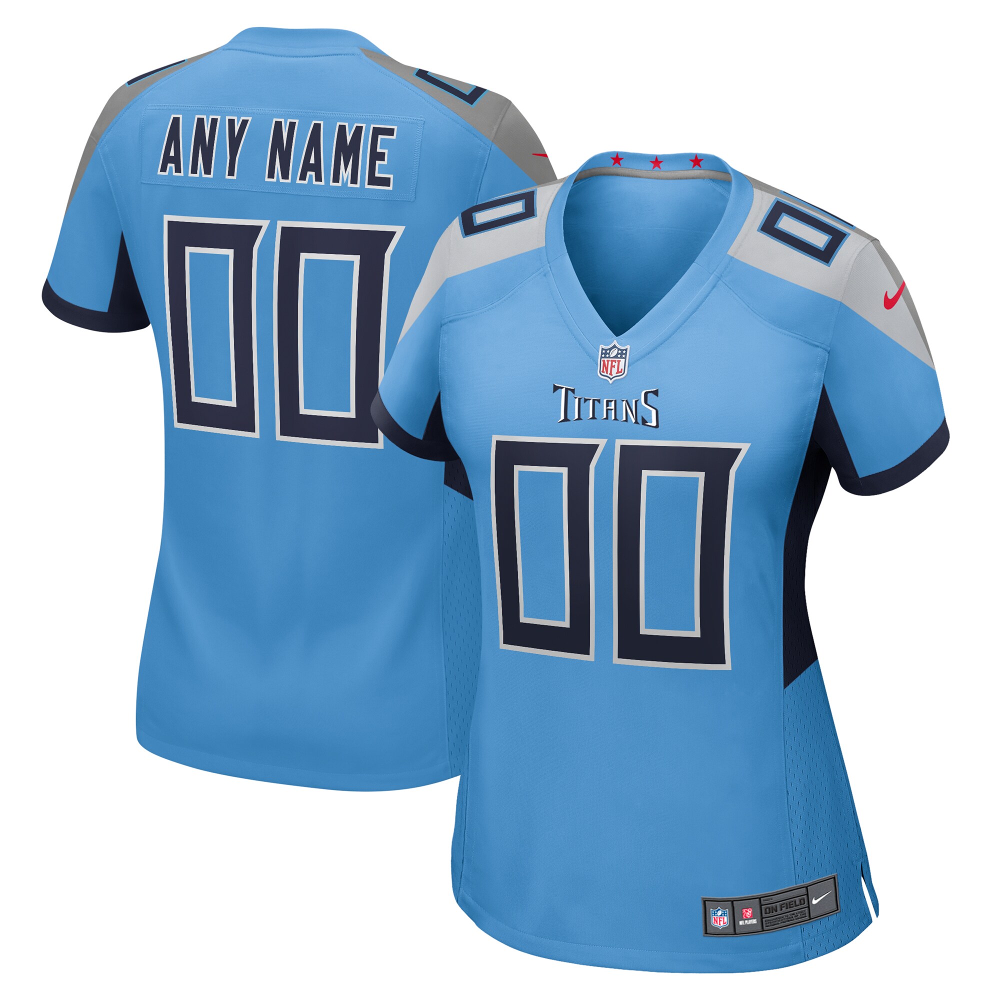 Women’s Light Blue Tennessee Titans Alternate Custom Game Jersey