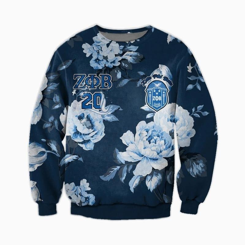 Sorority Sweatshirt – Zeta Phi Beta Blue Rose Girl Crewneck Sweatshirt