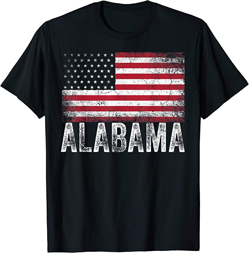 Alabama American Flag 4th of July Vintage Patriotic USA Gift T-Shirt