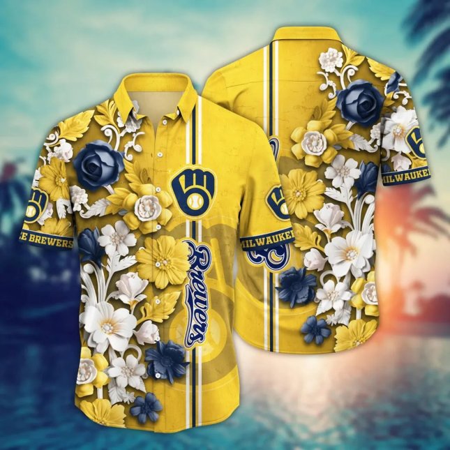 Milwaukee Brewers Hawaiian Shirt Blooming Elegance