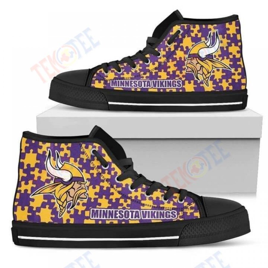 Mens Womens Puzzle Logo With Minnesota Vikings High Top Shoes TMT316