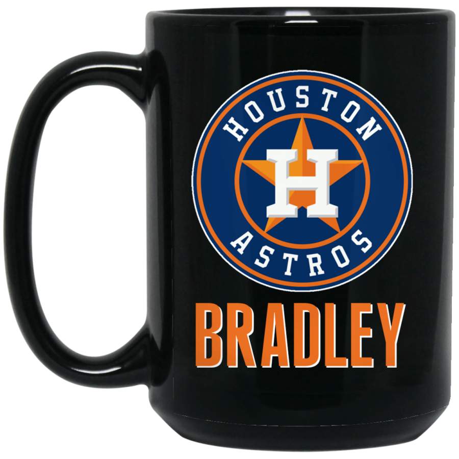 Custom Personalized Houston Astros Logo Orange-White BRADLEY BM15OZ 15 oz. Black Mug