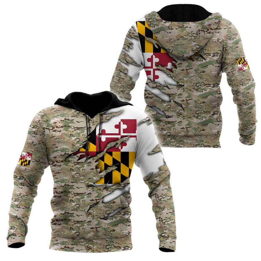 Us Camo Flag Maryland 3D All Over Printed Unisex Shirts